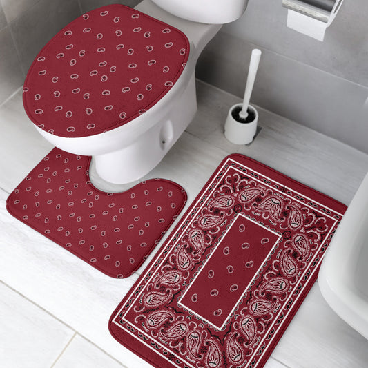 Bathroom Set - Maroon Bandana 3 Pieces