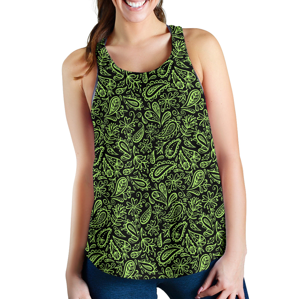 Women's Racerback Tank - Black with Lime