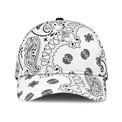 Classic Cap -2- Black on White All Over Design