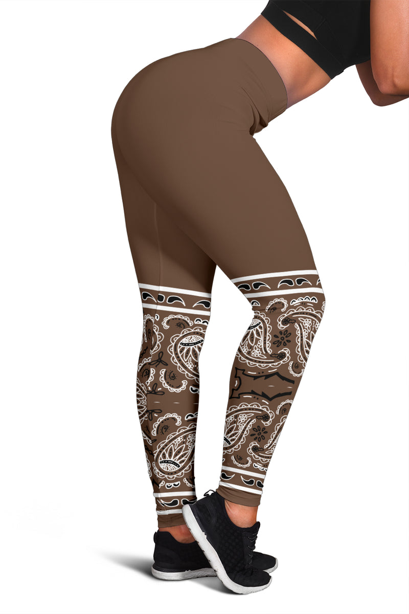 Women's Leggings - Coffee Brown Bandana