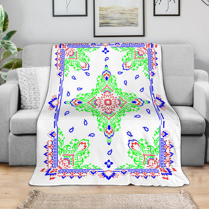 Ultra Plush 3 Pied And White Bandana Throw Blanket