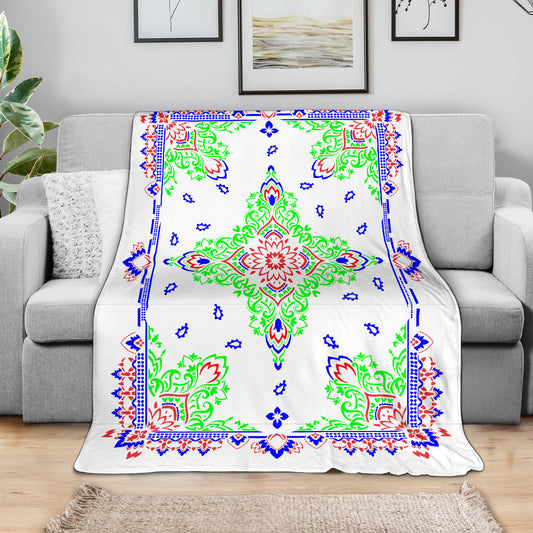 Ultra Plush 3 Pied And White Bandana Throw Blanket
