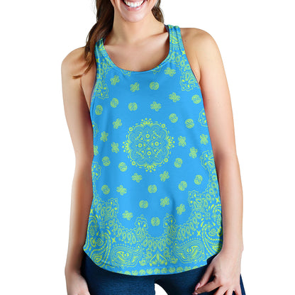 Women's Racerback Tank - Lime on Lt Blue