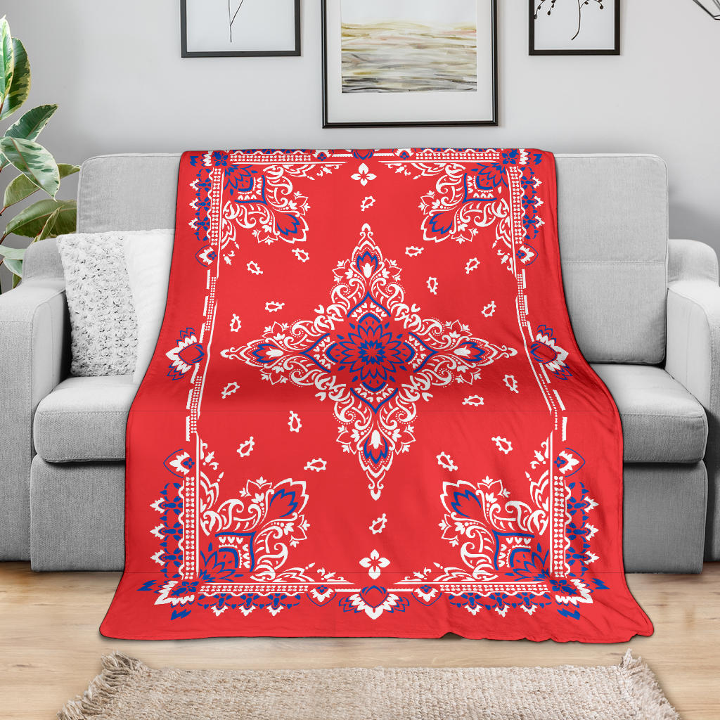 Ultra Plush 3 Red White Blue Bandana Throw Blanket