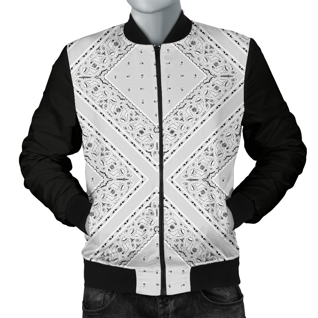 Men's Light Gray X Bandana Bomber Jacket