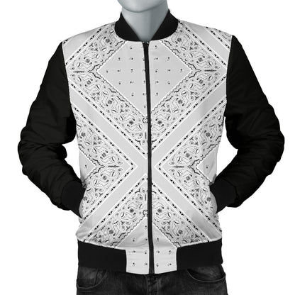 Men's Light Gray X Bandana Bomber Jacket