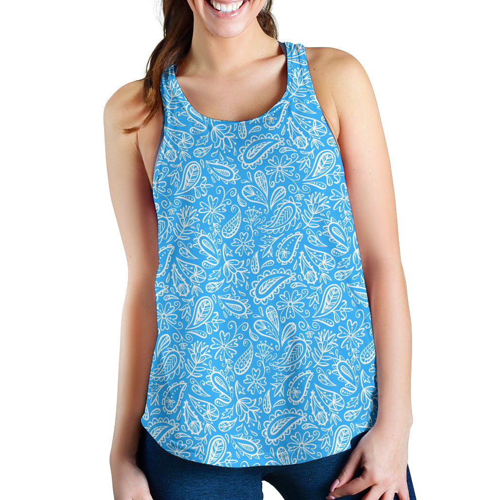 Women's Racerback Tank - White on Lt Blue