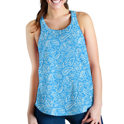 Women's Racerback Tank - White on Lt Blue