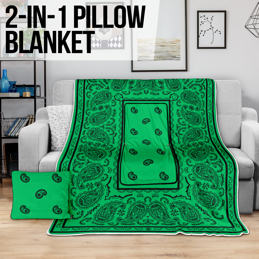 Pillow Blanket - Traditional Green and Black