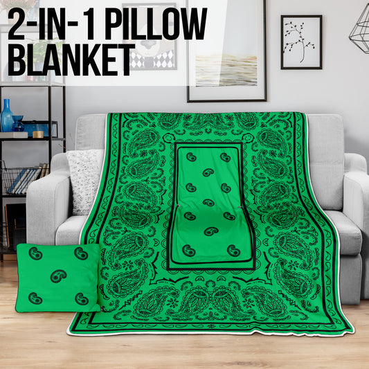 Pillow Blanket - Traditional Green and Black
