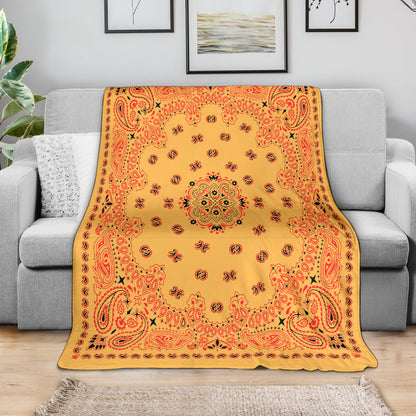 Ultra Plush Red on Peach Bandana Throw Blanket