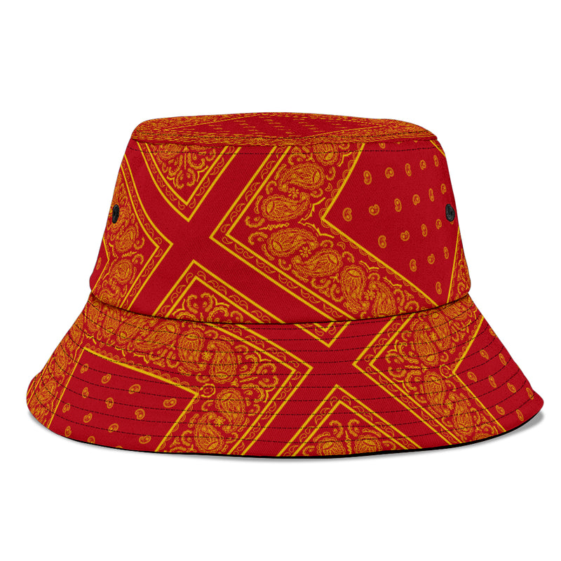 Red and Gold Bandana Bucket Hat