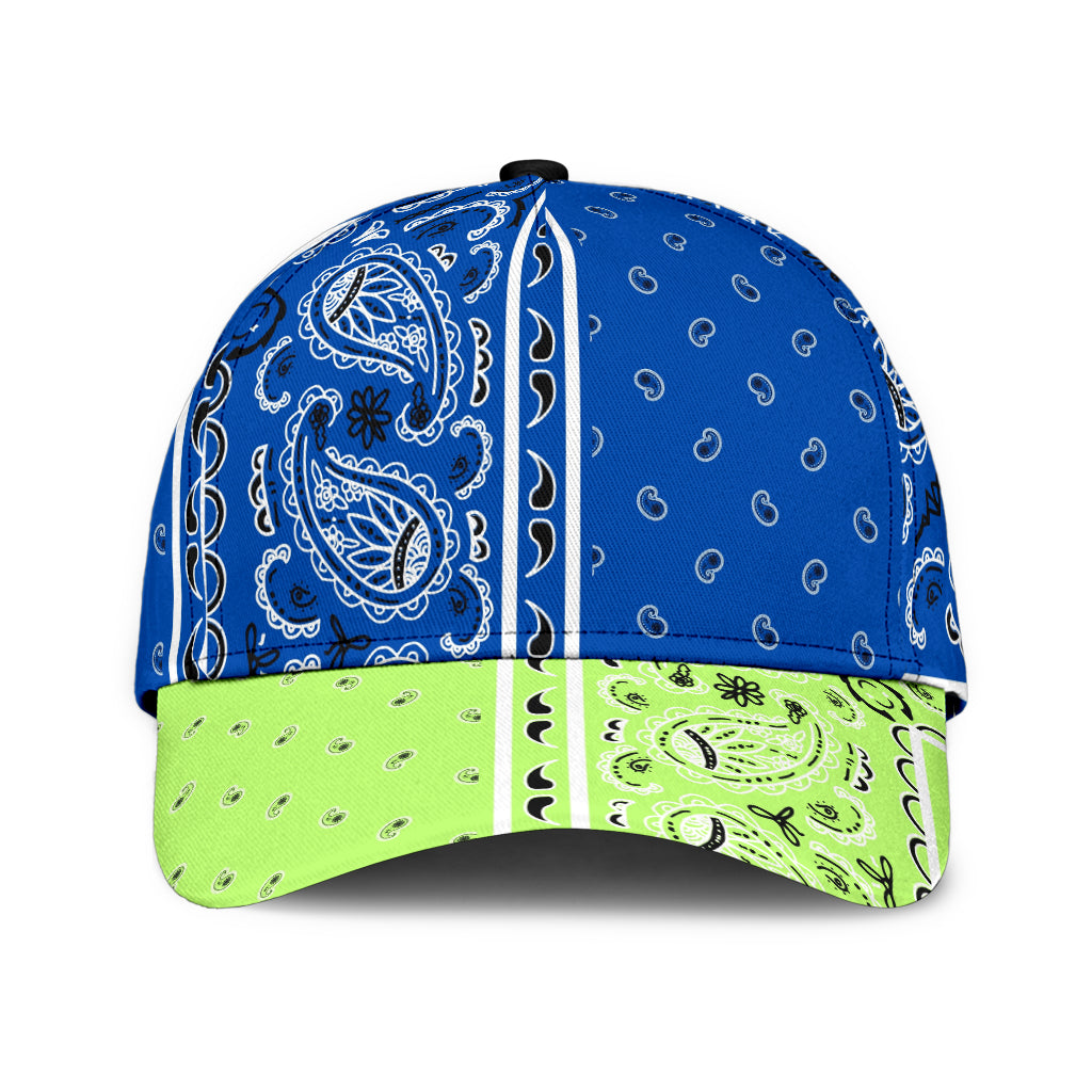 Classic Cap - Cobalt Bandana Style w Lime Bill
