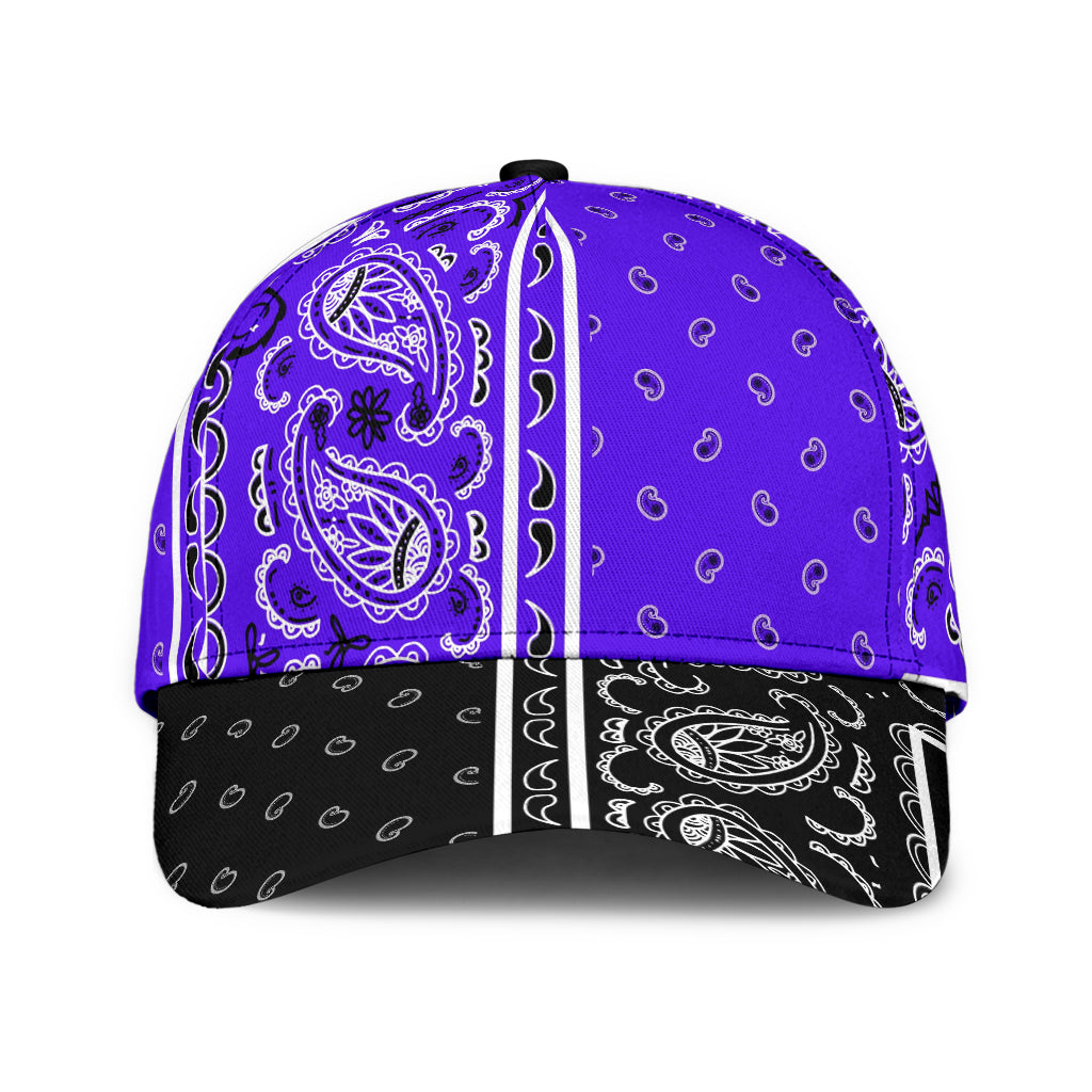 Classic Cap - Purple Bandana Style w Blk Bill
