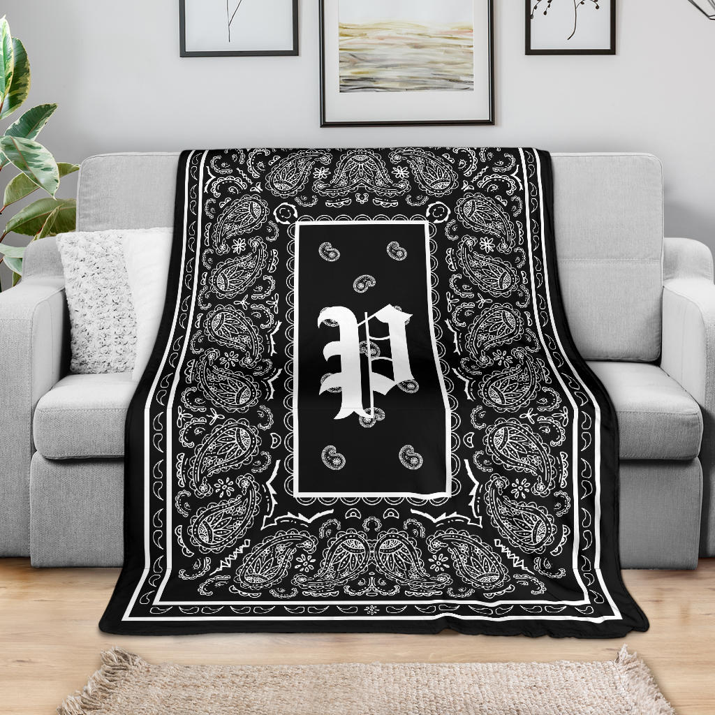 Black Ultra Plush Bandana Blanket - P oe