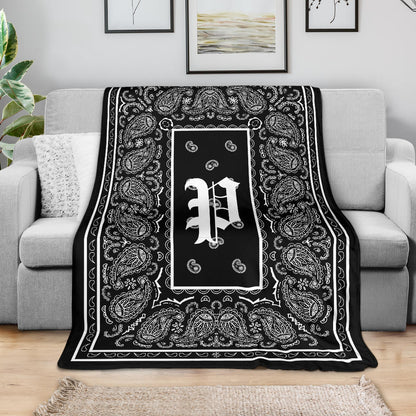 Black Ultra Plush Bandana Blanket - P oe