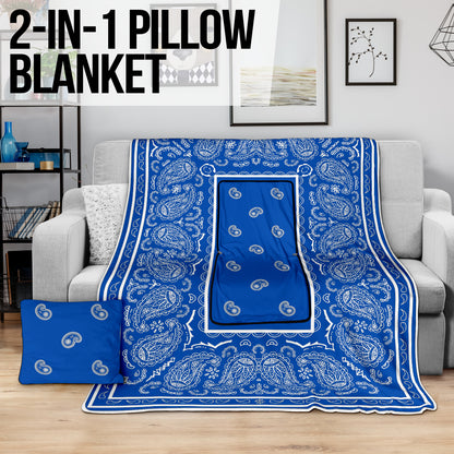 Pillow Blanket - Traditional Blue and White
