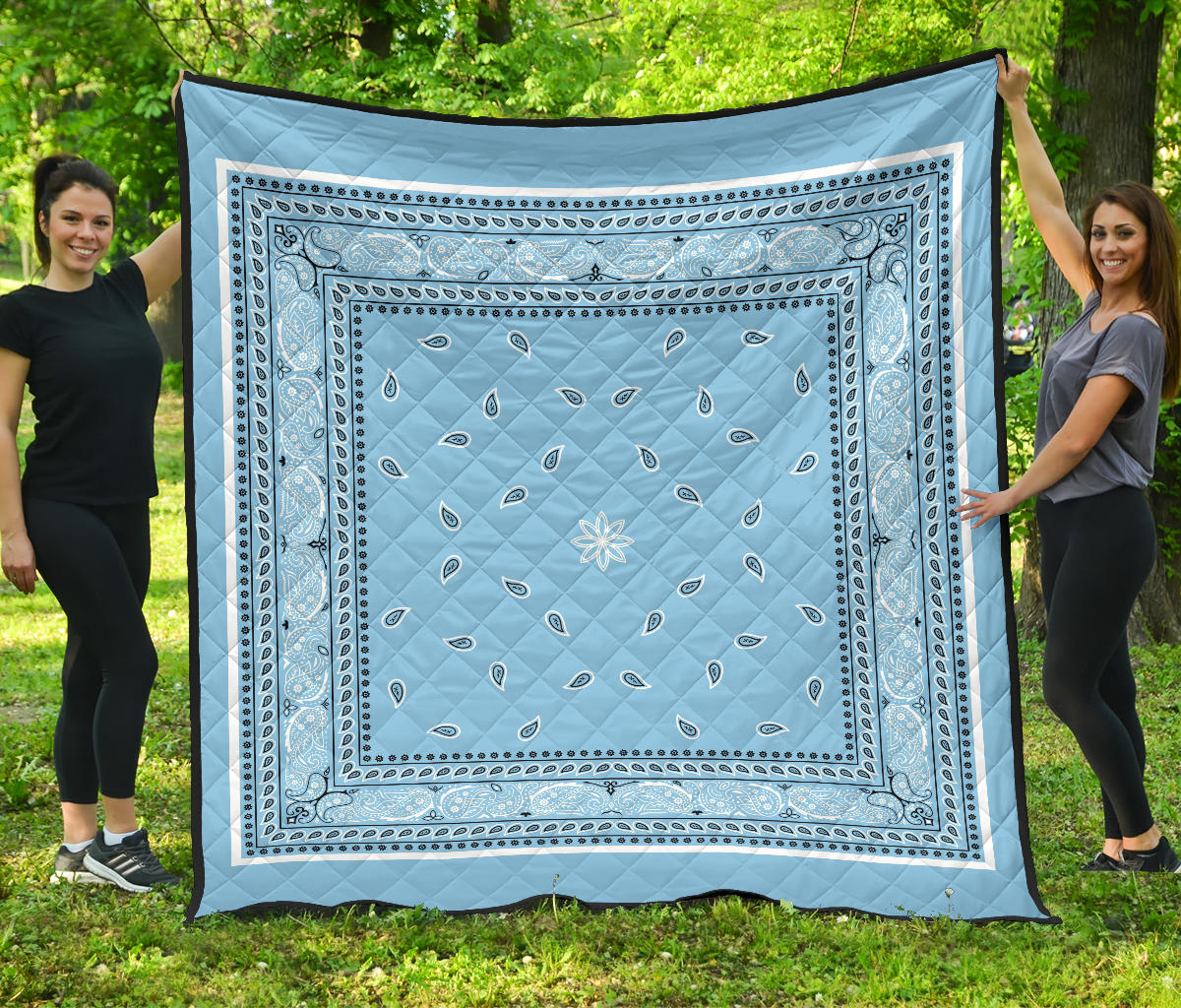 Quilt 4 White and Black Lt Blue Bandana Quilt