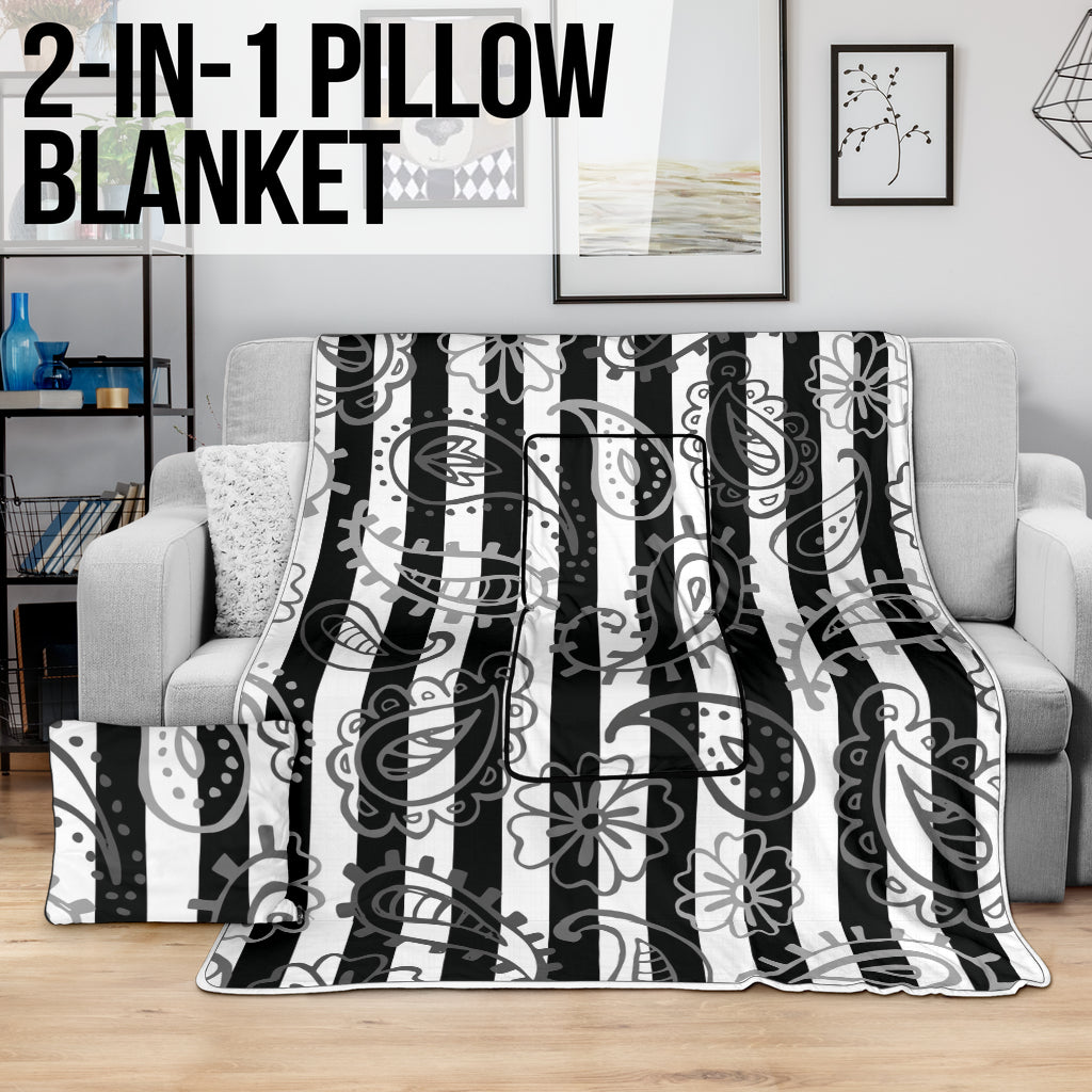 Pillow Blanket - Stripes and Paisley