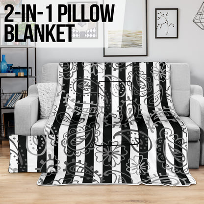 Pillow Blanket - Stripes and Paisley