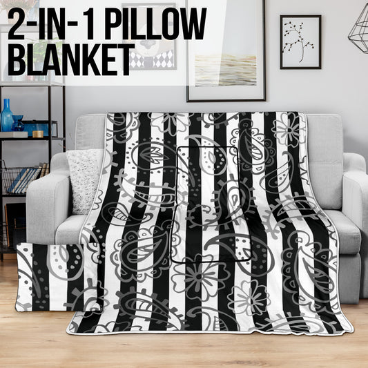 Pillow Blanket - Stripes and Paisley