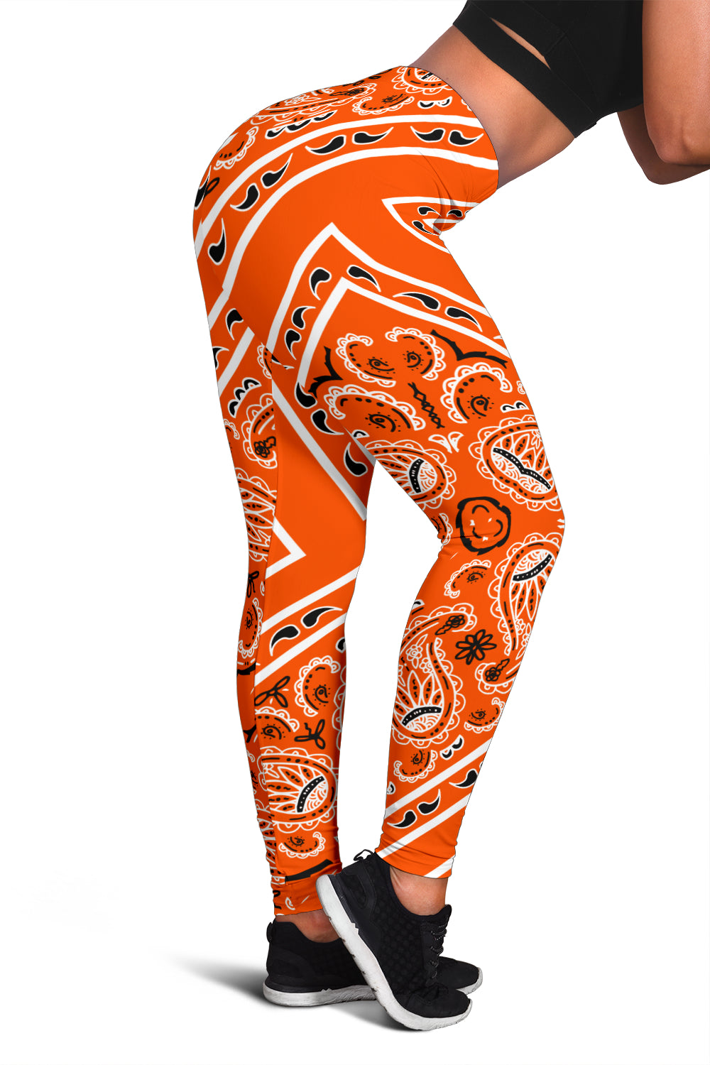 Women's Leggings - Bright Orange Total Bandana