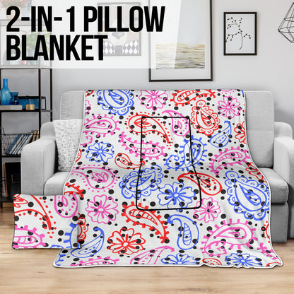 Pillow Blanket - Colorful Paisley and Dots