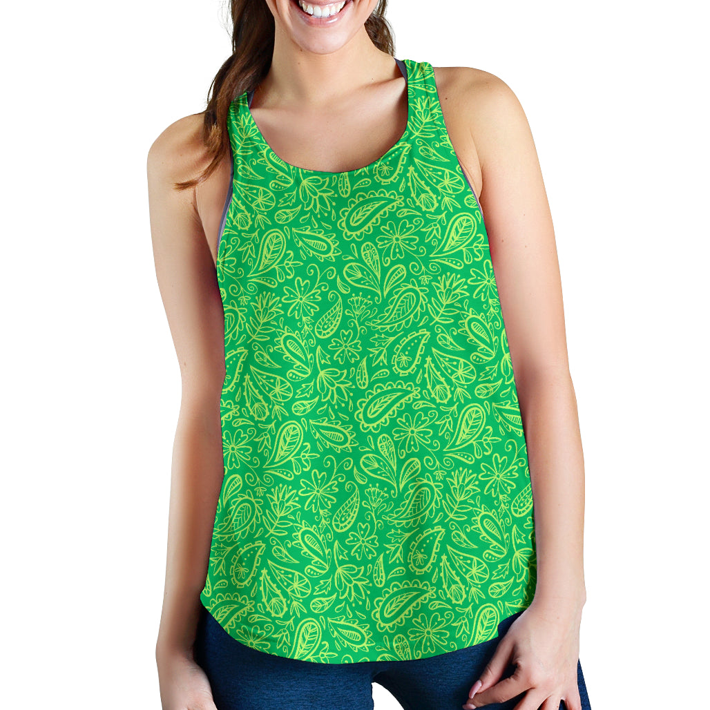 Women's Racerback Tank - Lime on Green