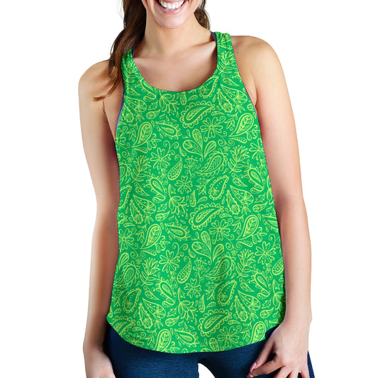 Women's Racerback Tank - Lime on Green