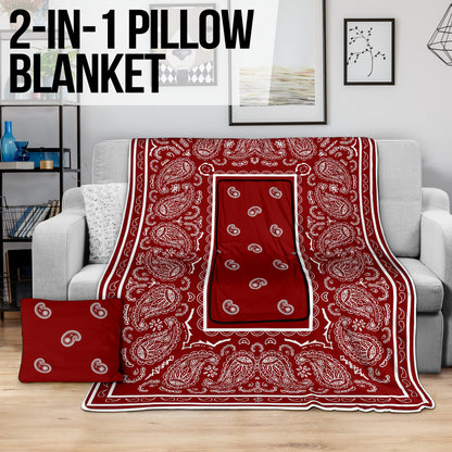 Pillow Blanket - Traditional Maroon and White