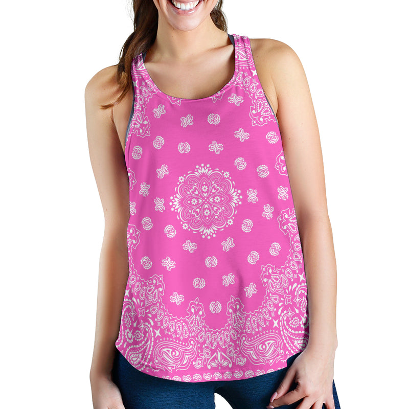 Women's Racerback Tank - White on Pink