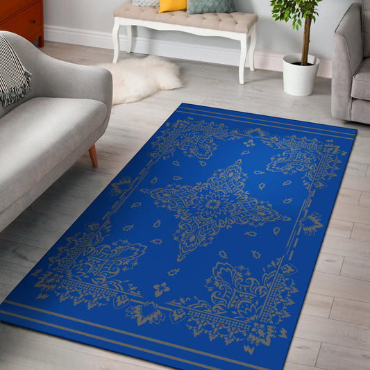 Area Rug Two - Gray on Cobalt