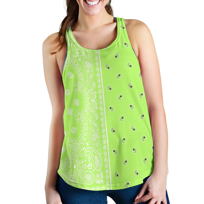 Women's Racerback Tank - Offset White on Lime