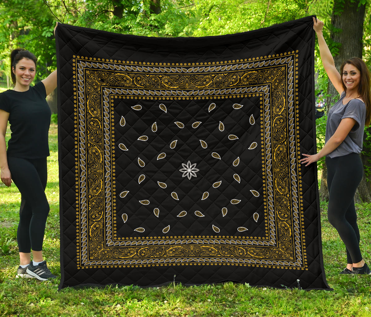 Quilt 4 Gold White and Black Bandana Quilt