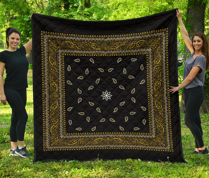 Quilt 4 Gold White and Black Bandana Quilt