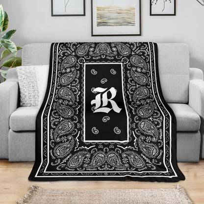 Black Ultra Plush Bandana Blanket - R oe