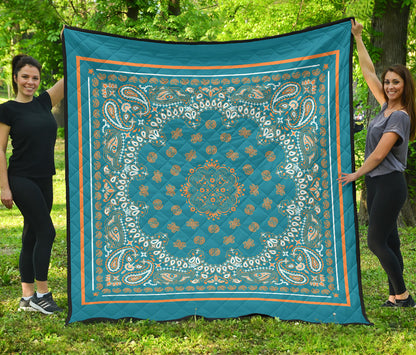 Quilt 2 Orange Bandana on Teal