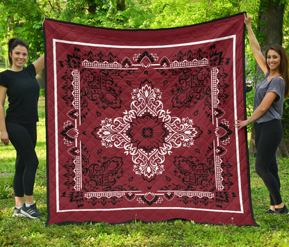Quilt 3 - White Black on Maroon Bandana Quilt