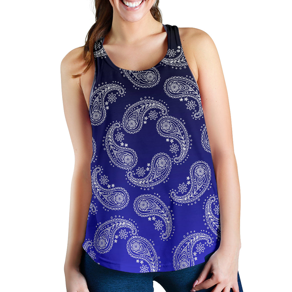 Women's Racerback Tank - Swirl Blk to Blue