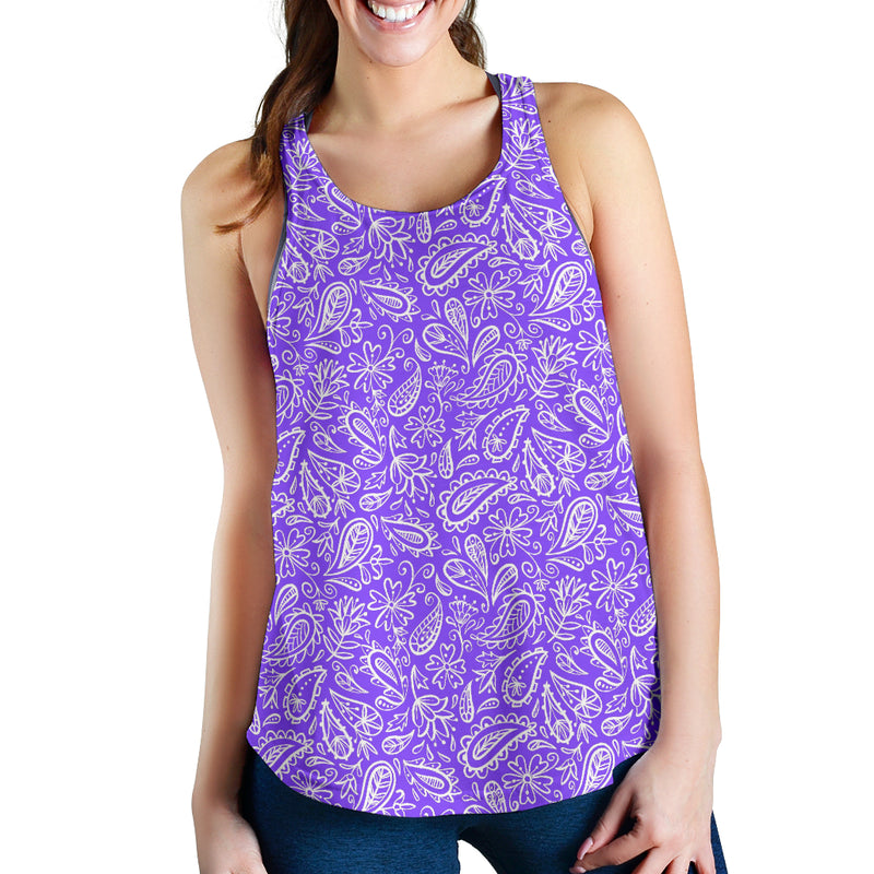 Women's Racerback Tank - White on Purple