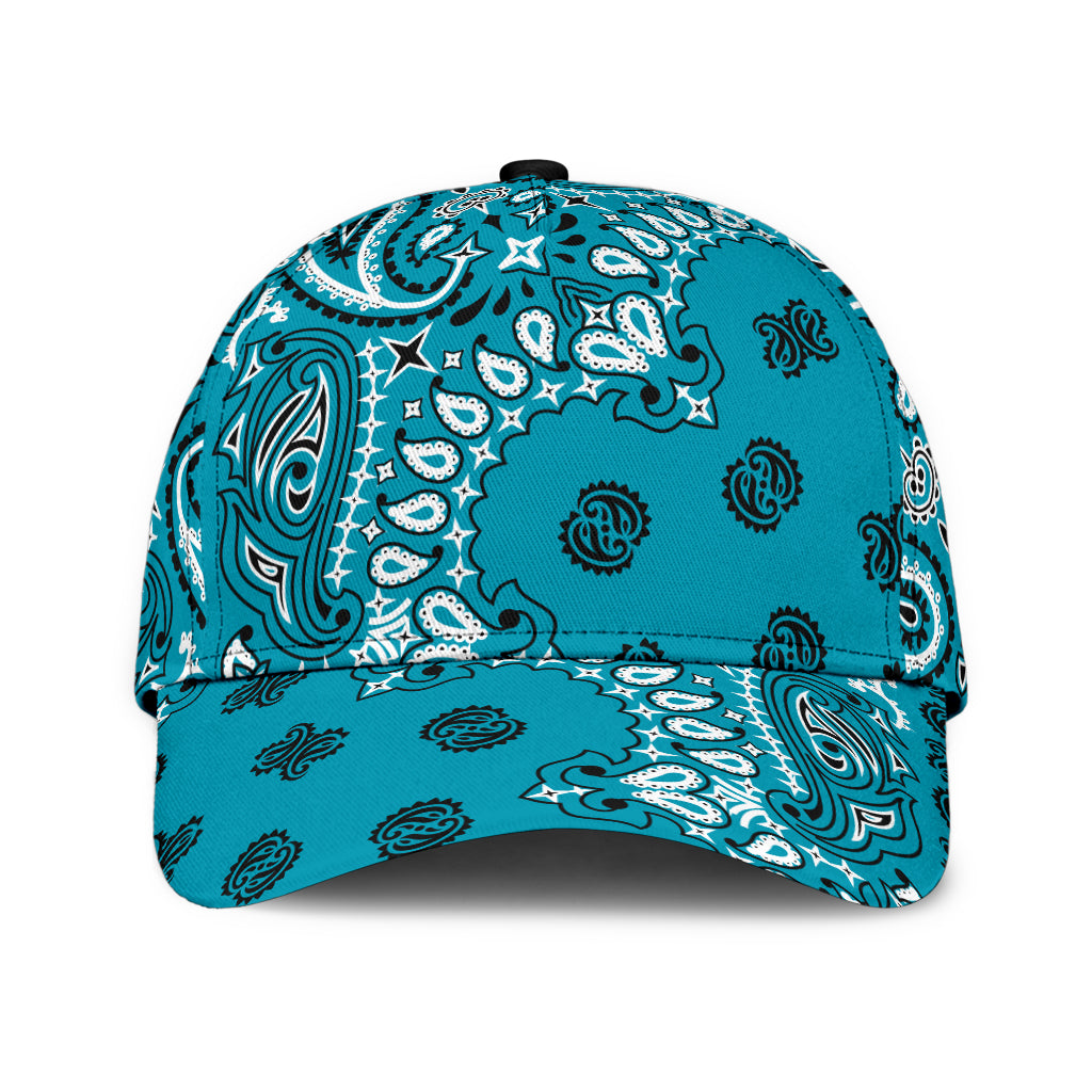Classic Cap 2 - Black on Teal All Over Design