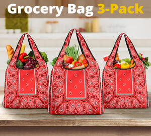 Grocery Bags - Red OG Bandana 3 Pack