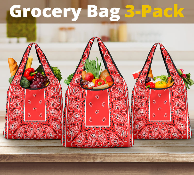 Grocery Bags - Red OG Bandana 3 Pack