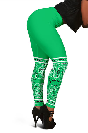 Women's Leggings - Green Bandana