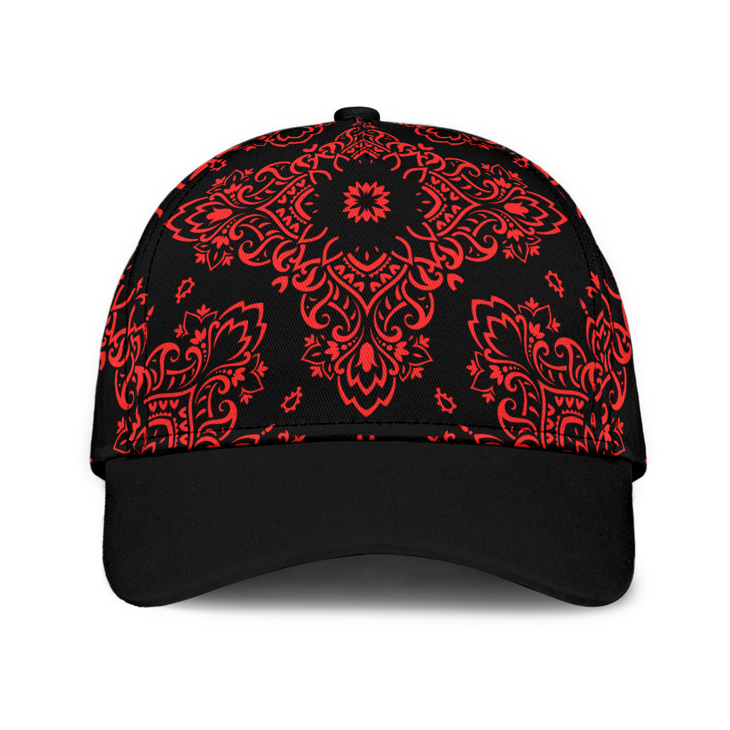 Classic Cap 3 - Red Black Bandana Black Bill