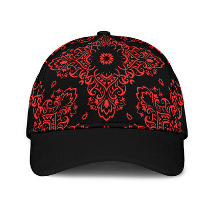 Classic Cap 3 - Red Black Bandana Black Bill