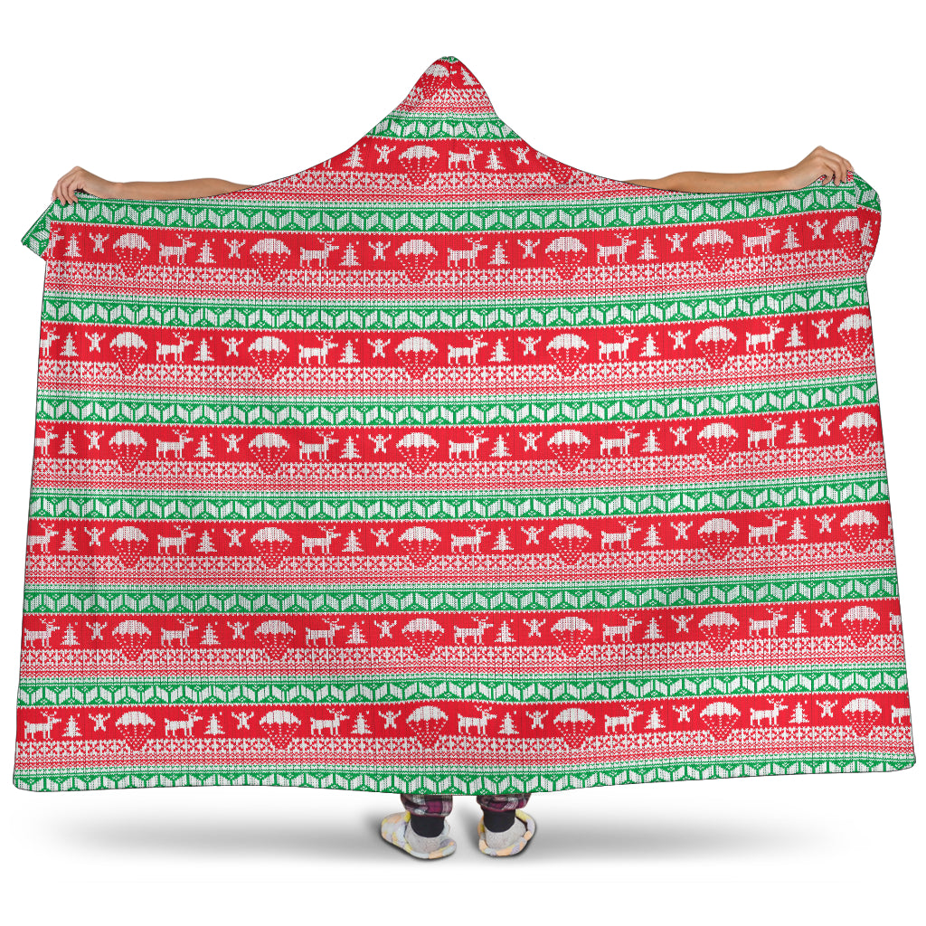 Christmas Hooded Blanket - Adults and Kids Beautiful Red Christmas