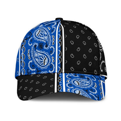 Classic Cap - Bandana Style Cobalt Black Panels