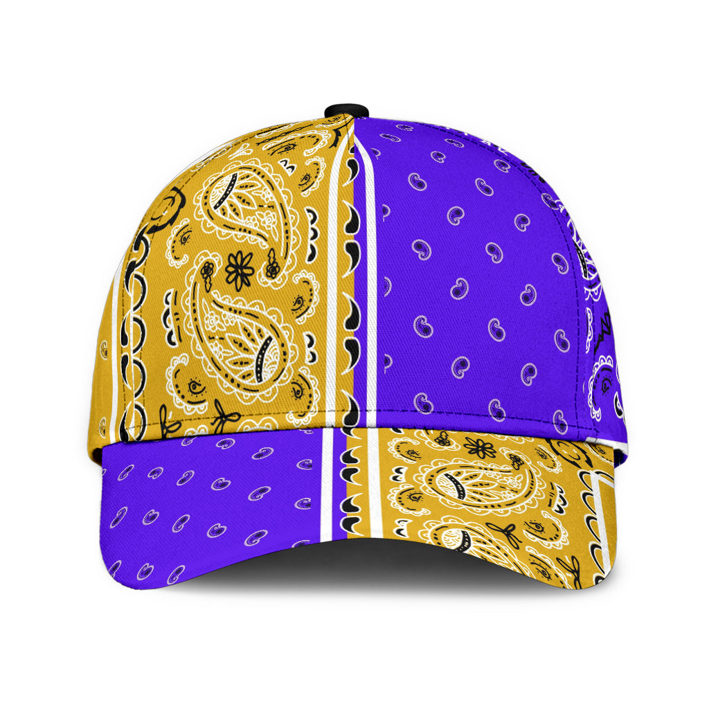 Classic Cap - Bandana Style Violet Gold Panels