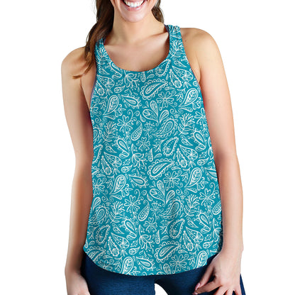 Women's Racerback Tank - White on Teal